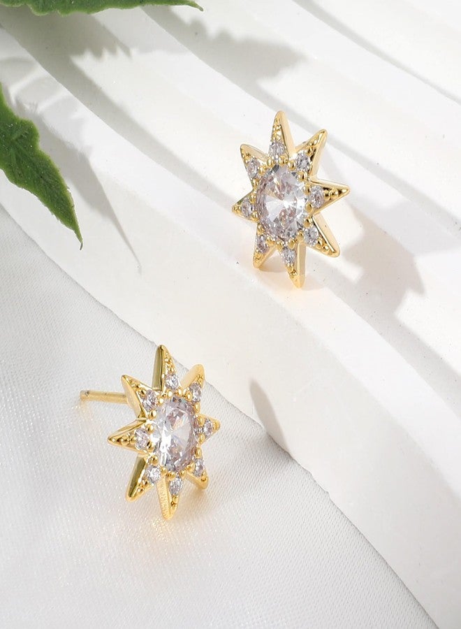MOONWALTZ Sun Earrings for Women, 14K Gold Plated Dainty Small Cubic Zirconia Earrings, Cute Gold Sun Stud Earrings Gifts Trendy Jewelry for Women Teen - Image 4